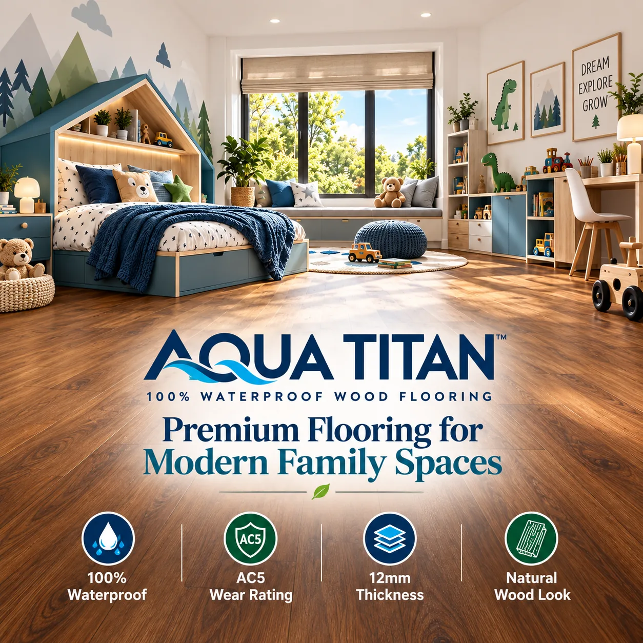 Aqua Titan Family Spaces Square Banner