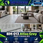BM-013 Atlas Grey waterproof flooring in modern living room by BM Floors Aqua Titan