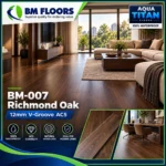 BM-007 Richmond Oak 12mm waterproof flooring in modern living room interior